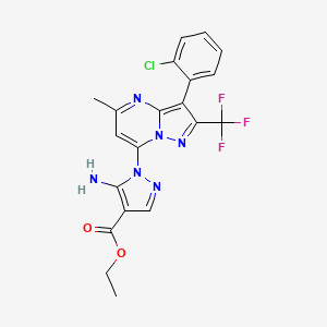molecular formula C20H16ClF3N6O2 B6418809 ethyl 5-amino-1-[3-(2-chlorophenyl)-5-methyl-2-(trifluoromethyl)pyrazolo[1,5-a]pyrimidin-7-yl]-1H-pyrazole-4-carboxylate CAS No. 1134732-17-4