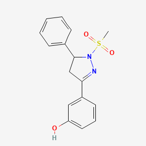 molecular formula C16H16N2O3S B6418826 3-(1-methanesulfonyl-5-phenyl-4,5-dihydro-1H-pyrazol-3-yl)phenol CAS No. 1007719-04-1
