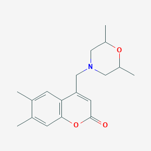 molecular formula C18H23NO3 B6418838 4-[(2,6-dimethylmorpholin-4-yl)methyl]-6,7-dimethyl-2H-chromen-2-one CAS No. 763099-02-1