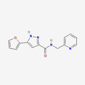 molecular formula C14H12N4O2 B6418926 5-(furan-2-yl)-N-[(pyridin-2-yl)methyl]-1H-pyrazole-3-carboxamide CAS No. 1258001-85-2