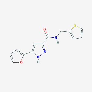 5-(furan-2-yl)-N-[(thiophen-2-yl)methyl]-1H-pyrazole-3-carboxamide