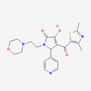 molecular formula C21H24N4O4S B6418935 4-(2,4-dimethyl-1,3-thiazole-5-carbonyl)-3-hydroxy-1-[2-(morpholin-4-yl)ethyl]-5-(pyridin-4-yl)-2,5-dihydro-1H-pyrrol-2-one CAS No. 627822-14-4