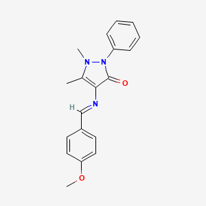 molecular formula C19H19N3O2 B6418936 4-[(E)-[(4-methoxyphenyl)methylidene]amino]-1,5-dimethyl-2-phenyl-2,3-dihydro-1H-pyrazol-3-one CAS No. 32061-14-6