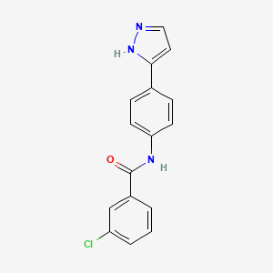 molecular formula C16H12ClN3O B6418964 3-chloro-N-[4-(1H-pyrazol-3-yl)phenyl]benzamide CAS No. 1197833-37-6