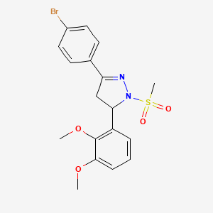 molecular formula C18H19BrN2O4S B6418985 3-(4-bromophenyl)-5-(2,3-dimethoxyphenyl)-1-methanesulfonyl-4,5-dihydro-1H-pyrazole CAS No. 384802-49-7