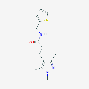 molecular formula C14H19N3OS B6419000 N-[(thiophen-2-yl)methyl]-3-(1,3,5-trimethyl-1H-pyrazol-4-yl)propanamide CAS No. 1134999-87-3