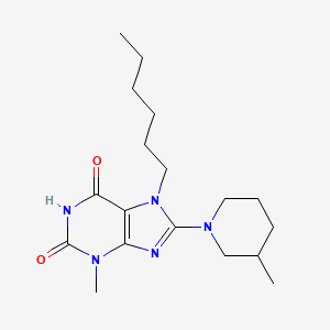 7-hexyl-3-methyl-8-(3-methylpiperidin-1-yl)-2,3,6,7-tetrahydro-1H-purine-2,6-dione