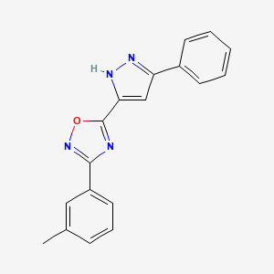 molecular formula C18H14N4O B6419020 3-(3-methylphenyl)-5-(3-phenyl-1H-pyrazol-5-yl)-1,2,4-oxadiazole CAS No. 1192580-49-6