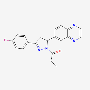 molecular formula C20H17FN4O B6419024 1-[3-(4-fluorophenyl)-5-(quinoxalin-6-yl)-4,5-dihydro-1H-pyrazol-1-yl]propan-1-one CAS No. 1010914-92-7