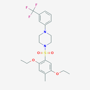 molecular formula C22H27F3N2O4S B6419055 1-(2,5-diethoxy-4-methylbenzenesulfonyl)-4-[3-(trifluoromethyl)phenyl]piperazine CAS No. 946278-85-9