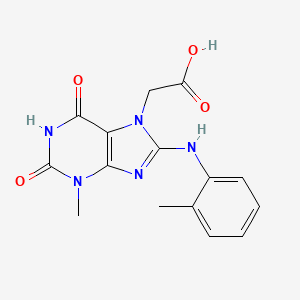 molecular formula C15H15N5O4 B6419057 2-{3-methyl-8-[(2-methylphenyl)amino]-2,6-dioxo-2,3,6,7-tetrahydro-1H-purin-7-yl}acetic acid CAS No. 946212-31-3