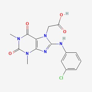molecular formula C15H14ClN5O4 B6419068 2-{8-[(3-chlorophenyl)amino]-1,3-dimethyl-2,6-dioxo-2,3,6,7-tetrahydro-1H-purin-7-yl}acetic acid CAS No. 946212-43-7