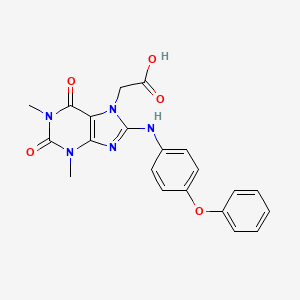 molecular formula C21H19N5O5 B6419073 2-{1,3-dimethyl-2,6-dioxo-8-[(4-phenoxyphenyl)amino]-2,3,6,7-tetrahydro-1H-purin-7-yl}acetic acid CAS No. 946272-94-2