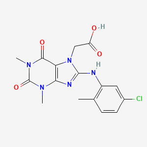 molecular formula C16H16ClN5O4 B6419074 2-{8-[(5-chloro-2-methylphenyl)amino]-1,3-dimethyl-2,6-dioxo-2,3,6,7-tetrahydro-1H-purin-7-yl}acetic acid CAS No. 946272-98-6