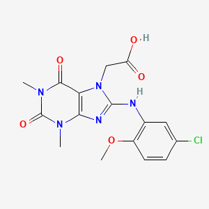 molecular formula C16H16ClN5O5 B6419077 2-{8-[(5-chloro-2-methoxyphenyl)amino]-1,3-dimethyl-2,6-dioxo-2,3,6,7-tetrahydro-1H-purin-7-yl}acetic acid CAS No. 946328-83-2