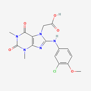molecular formula C16H16ClN5O5 B6419082 2-{8-[(3-chloro-4-methoxyphenyl)amino]-1,3-dimethyl-2,6-dioxo-2,3,6,7-tetrahydro-1H-purin-7-yl}acetic acid CAS No. 946212-47-1