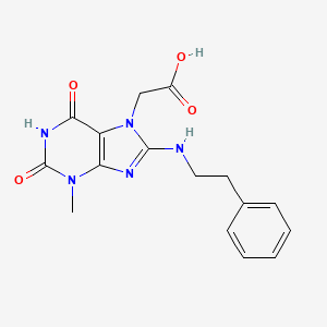 molecular formula C16H17N5O4 B6419109 2-{3-methyl-2,6-dioxo-8-[(2-phenylethyl)amino]-2,3,6,7-tetrahydro-1H-purin-7-yl}acetic acid CAS No. 946273-10-5