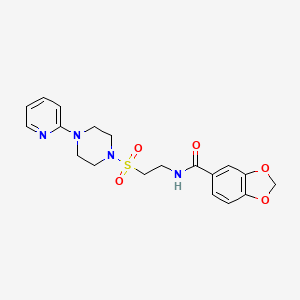 molecular formula C19H22N4O5S B6419119 N-(2-{[4-(pyridin-2-yl)piperazin-1-yl]sulfonyl}ethyl)-2H-1,3-benzodioxole-5-carboxamide CAS No. 946200-97-1