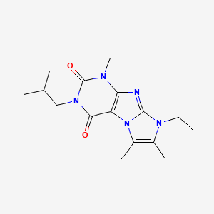 molecular formula C16H23N5O2 B6419212 8-ethyl-1,6,7-trimethyl-3-(2-methylpropyl)-1H,2H,3H,4H,8H-imidazo[1,2-g]purine-2,4-dione CAS No. 896313-32-9