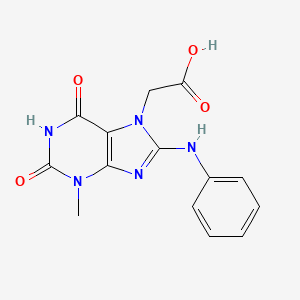 molecular formula C14H13N5O4 B6419247 2-[3-methyl-2,6-dioxo-8-(phenylamino)-2,3,6,7-tetrahydro-1H-purin-7-yl]acetic acid CAS No. 107608-74-2