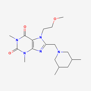 molecular formula C18H29N5O3 B6419259 8-[(3,5-dimethylpiperidin-1-yl)methyl]-7-(2-methoxyethyl)-1,3-dimethyl-2,3,6,7-tetrahydro-1H-purine-2,6-dione CAS No. 6256-77-5