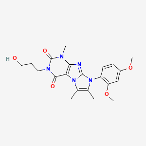 molecular formula C21H25N5O5 B6419262 8-(2,4-dimethoxyphenyl)-3-(3-hydroxypropyl)-1,6,7-trimethyl-1H,2H,3H,4H,8H-imidazo[1,2-g]purine-2,4-dione CAS No. 896834-52-9
