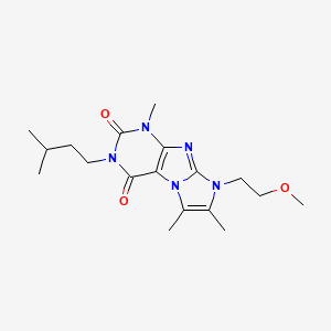 molecular formula C18H27N5O3 B6419267 8-(2-methoxyethyl)-1,6,7-trimethyl-3-(3-methylbutyl)-1H,2H,3H,4H,8H-imidazo[1,2-g]purine-2,4-dione CAS No. 887874-21-7