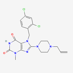 molecular formula C20H22Cl2N6O2 B6419270 7-[(2,4-dichlorophenyl)methyl]-3-methyl-8-[4-(prop-2-en-1-yl)piperazin-1-yl]-2,3,6,7-tetrahydro-1H-purine-2,6-dione CAS No. 878431-91-5