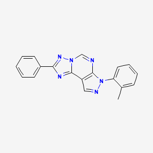 molecular formula C19H14N6 B6419282 10-(2-methylphenyl)-4-phenyl-3,5,6,8,10,11-hexaazatricyclo[7.3.0.0^{2,6}]dodeca-1(9),2,4,7,11-pentaene CAS No. 900897-03-2