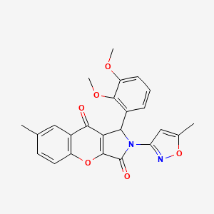 molecular formula C24H20N2O6 B6419288 1-(2,3-dimethoxyphenyl)-7-methyl-2-(5-methyl-1,2-oxazol-3-yl)-1H,2H,3H,9H-chromeno[2,3-c]pyrrole-3,9-dione CAS No. 874396-49-3