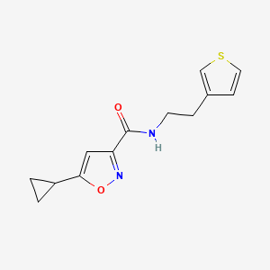 molecular formula C13H14N2O2S B6419305 5-cyclopropyl-N-[2-(thiophen-3-yl)ethyl]-1,2-oxazole-3-carboxamide CAS No. 1280957-12-1