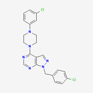 molecular formula C22H20Cl2N6 B6419339 1-(3-chlorophenyl)-4-{1-[(4-chlorophenyl)methyl]-1H-pyrazolo[3,4-d]pyrimidin-4-yl}piperazine CAS No. 612523-87-2