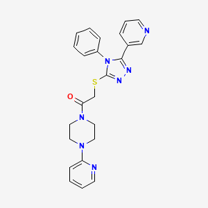 molecular formula C24H23N7OS B6419349 2-{[4-phenyl-5-(pyridin-3-yl)-4H-1,2,4-triazol-3-yl]sulfanyl}-1-[4-(pyridin-2-yl)piperazin-1-yl]ethan-1-one CAS No. 878417-06-2