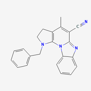 3-benzyl-7-methyl-1,3,10-triazatetracyclo[7.7.0.0^{2,6}.0^{11,16}]hexadeca-2(6),7,9,11,13,15-hexaene-8-carbonitrile