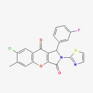 molecular formula C21H12ClFN2O3S B6419389 7-chloro-1-(3-fluorophenyl)-6-methyl-2-(1,3-thiazol-2-yl)-1H,2H,3H,9H-chromeno[2,3-c]pyrrole-3,9-dione CAS No. 886162-89-6