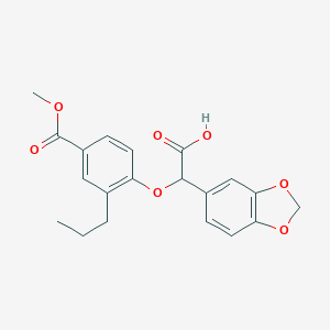 molecular formula C20H20O7 B064194 2-(Benzo[d][1,3]dioxol-5-yl)-2-(4-(methoxycarbonyl)-2-propylphenoxy)acetic acid CAS No. 159590-92-8