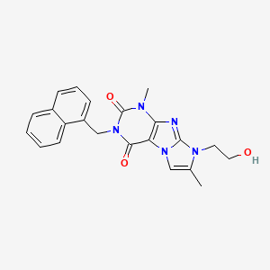 molecular formula C22H21N5O3 B6419407 8-(2-hydroxyethyl)-1,7-dimethyl-3-[(naphthalen-1-yl)methyl]-1H,2H,3H,4H,8H-imidazo[1,2-g]purine-2,4-dione CAS No. 919041-27-3