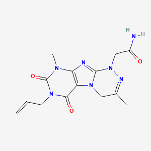 molecular formula C14H17N7O3 B6419410 2-[3,9-dimethyl-6,8-dioxo-7-(prop-2-en-1-yl)-1H,4H,6H,7H,8H,9H-[1,2,4]triazino[4,3-g]purin-1-yl]acetamide CAS No. 923233-68-5