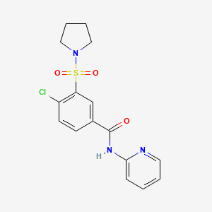 molecular formula C16H16ClN3O3S B6419412 4-chloro-N-(pyridin-2-yl)-3-(pyrrolidine-1-sulfonyl)benzamide CAS No. 898634-00-9