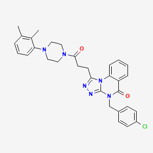molecular formula C31H31ClN6O2 B6419421 4-[(4-chlorophenyl)methyl]-1-{3-[4-(2,3-dimethylphenyl)piperazin-1-yl]-3-oxopropyl}-4H,5H-[1,2,4]triazolo[4,3-a]quinazolin-5-one CAS No. 887864-37-1