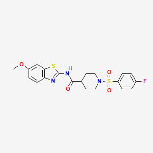 molecular formula C20H20FN3O4S2 B6419424 1-(4-fluorobenzenesulfonyl)-N-(6-methoxy-1,3-benzothiazol-2-yl)piperidine-4-carboxamide CAS No. 941918-79-2