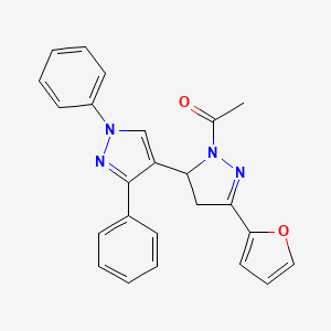 molecular formula C24H20N4O2 B6419448 1-[5-(furan-2-yl)-1',3'-diphenyl-3,4-dihydro-1'H,2H-[3,4'-bipyrazole]-2-yl]ethan-1-one CAS No. 854920-29-9