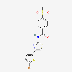 molecular formula C15H11BrN2O3S3 B6419478 N-[4-(5-bromothiophen-2-yl)-1,3-thiazol-2-yl]-4-methanesulfonylbenzamide CAS No. 896339-43-8