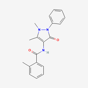 molecular formula C19H19N3O2 B6419494 N-(1,5-dimethyl-3-oxo-2-phenyl-2,3-dihydro-1H-pyrazol-4-yl)-2-methylbenzamide CAS No. 67019-60-7