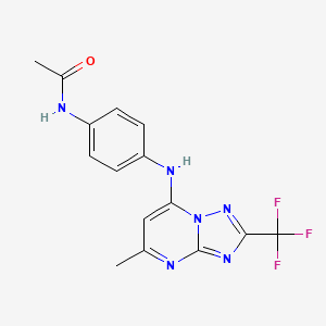 molecular formula C15H13F3N6O B6419501 N-(4-{[5-methyl-2-(trifluoromethyl)-[1,2,4]triazolo[1,5-a]pyrimidin-7-yl]amino}phenyl)acetamide CAS No. 946359-74-6