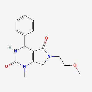 molecular formula C16H19N3O3 B6419522 6-(2-methoxyethyl)-1-methyl-4-phenyl-1H,2H,3H,4H,5H,6H,7H-pyrrolo[3,4-d]pyrimidine-2,5-dione CAS No. 853619-21-3