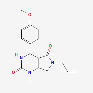 molecular formula C17H19N3O3 B6419526 4-(4-methoxyphenyl)-1-methyl-6-(prop-2-en-1-yl)-1H,2H,3H,4H,5H,6H,7H-pyrrolo[3,4-d]pyrimidine-2,5-dione CAS No. 853080-61-2
