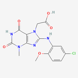 molecular formula C15H14ClN5O5 B6419534 2-{8-[(5-chloro-2-methoxyphenyl)amino]-3-methyl-2,6-dioxo-2,3,6,7-tetrahydro-1H-purin-7-yl}acetic acid CAS No. 946328-71-8