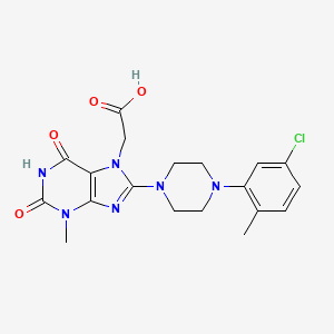 molecular formula C19H21ClN6O4 B6419538 2-{8-[4-(5-chloro-2-methylphenyl)piperazin-1-yl]-3-methyl-2,6-dioxo-2,3,6,7-tetrahydro-1H-purin-7-yl}acetic acid CAS No. 946328-92-3
