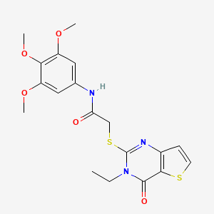 molecular formula C19H21N3O5S2 B6419559 2-({3-ethyl-4-oxo-3H,4H-thieno[3,2-d]pyrimidin-2-yl}sulfanyl)-N-(3,4,5-trimethoxyphenyl)acetamide CAS No. 1031038-49-9